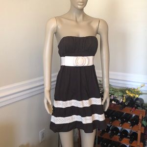 HeartSoul Brown Strapless Dress with Cream Belt